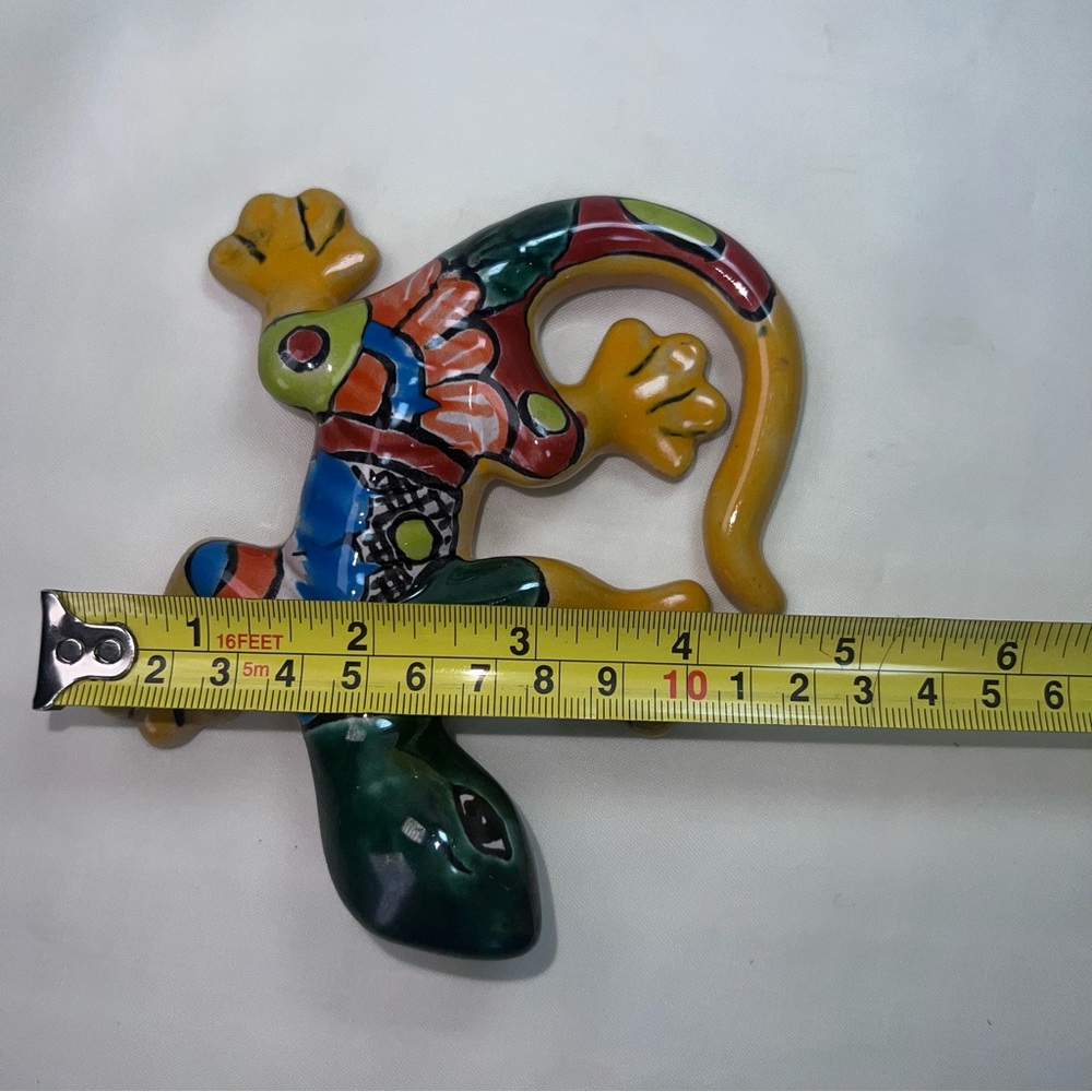 Mexican Folk Art Talavera Pottery Hand Painted Iguana Lizard Bearded Dragon 5” - Picture 11 of 12